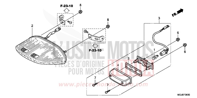 FEU ARRIERE de CBF1000F ABS PEARL COOL WHITE (NHA16) 2012